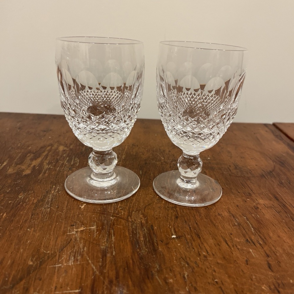 2 - Waterford Crystal Colleen Pattern - Short Stem Claret Wine Glasses 4 3/4"